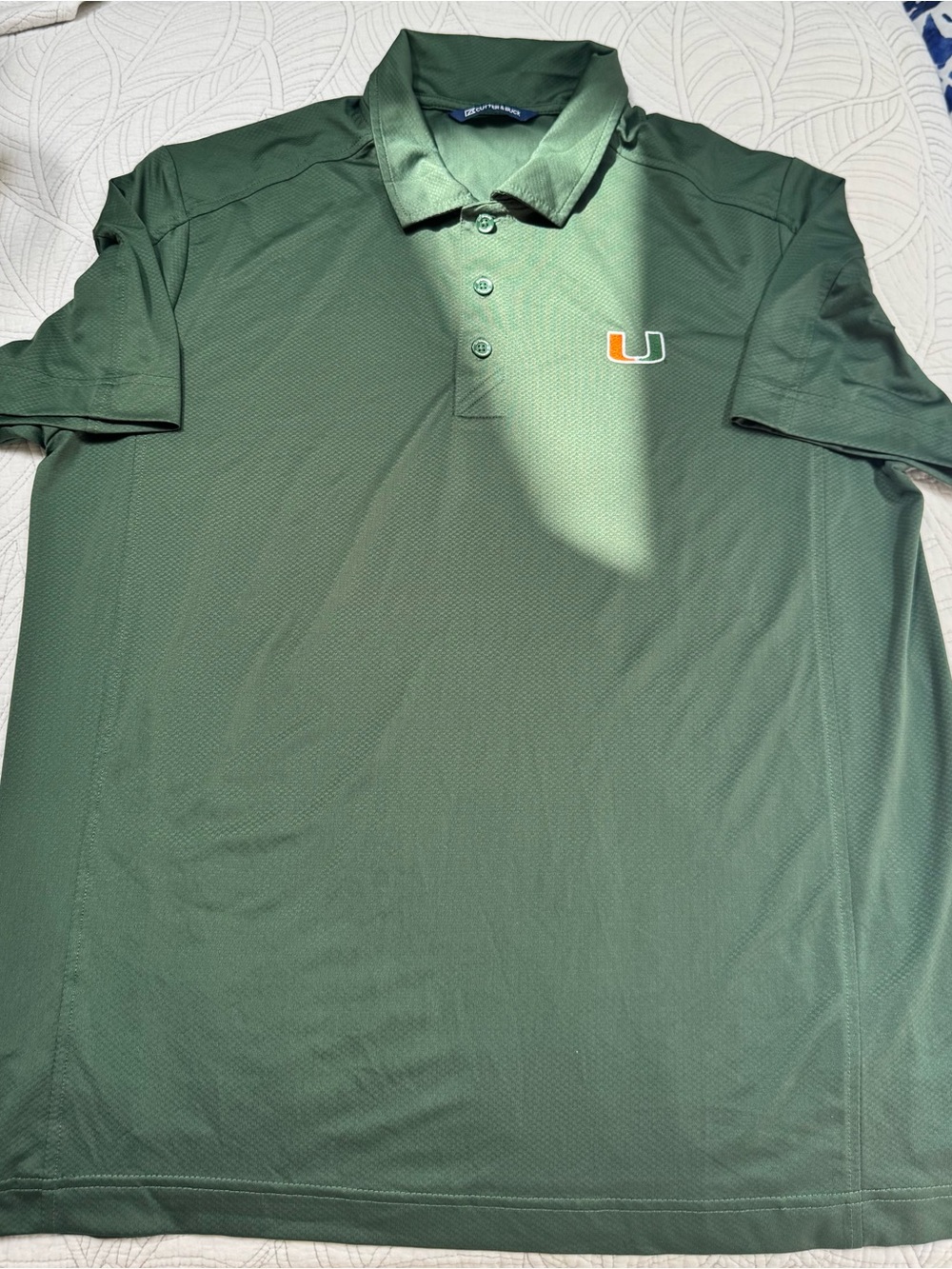 Cutter & Buck Miami Hurricanes Men’s Green Performance Golf Polo Large - Picture 2 of 12